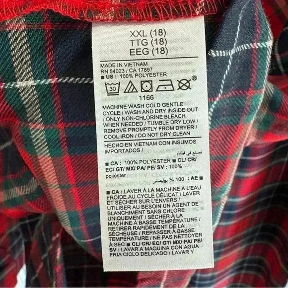 Old Navy Jingle Jammies Set Gender Neutral Children’s XXL 18 Christmas Tartan - Picture 6 of 8